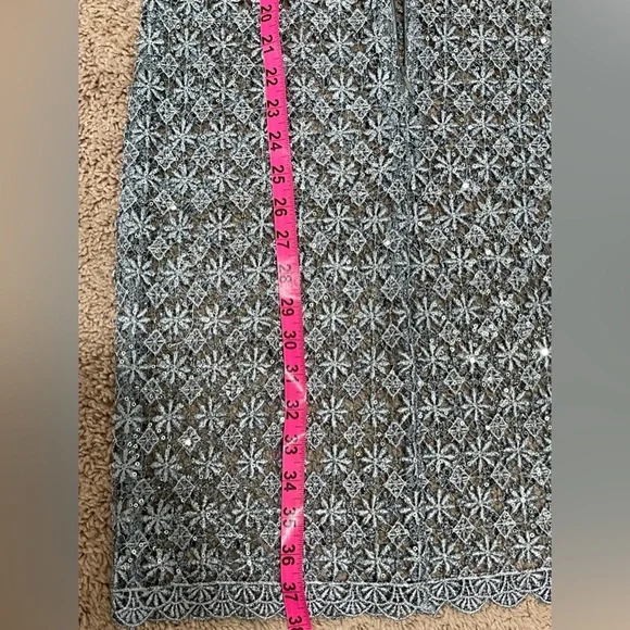 Cachet Light Metallic Blue Lace Sequin Size Small - Picture 10 of 11
